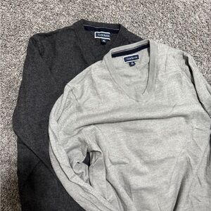 Club room Men's V-Neck Sweater - Gray and Black
